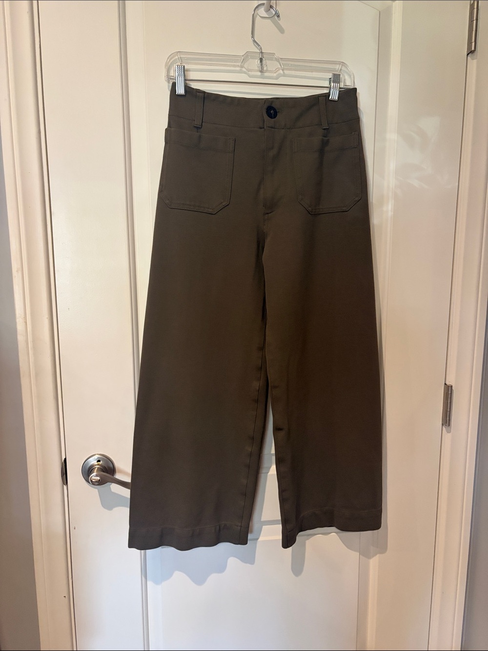 Anthropologie Mauve Colette Olive Wide-Leg Cropped Casual Pants